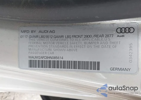 2017 Audi A7 3.0T Premium Plus z USA, uszkodzony, nr VIN WAUW2AFC8HN085614